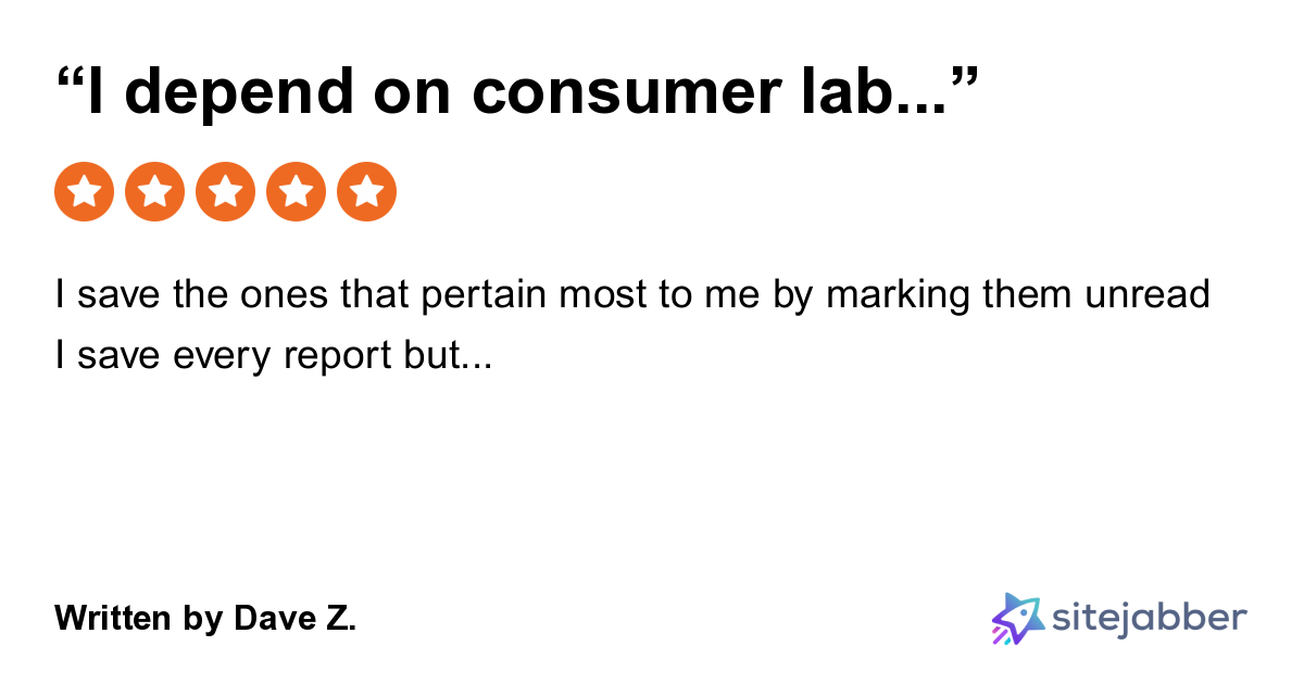 5-Star Review Of ConsumerLab.com: “I Depend On Consumer Lab Reports”